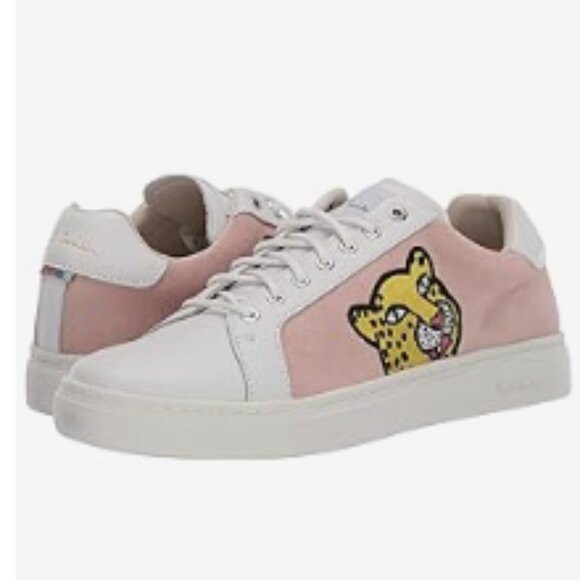 Paul Smith Lapin Leopard Patch and Pink Suede Sneaker, Size 38/8 - Picture 1 of 11